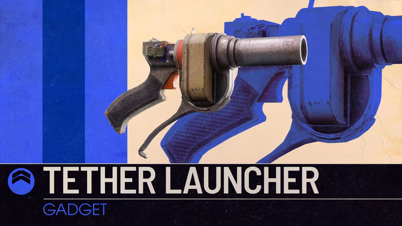 A stubby pistol-grip launcher with a wide barrel, its blue silhouette behind it.