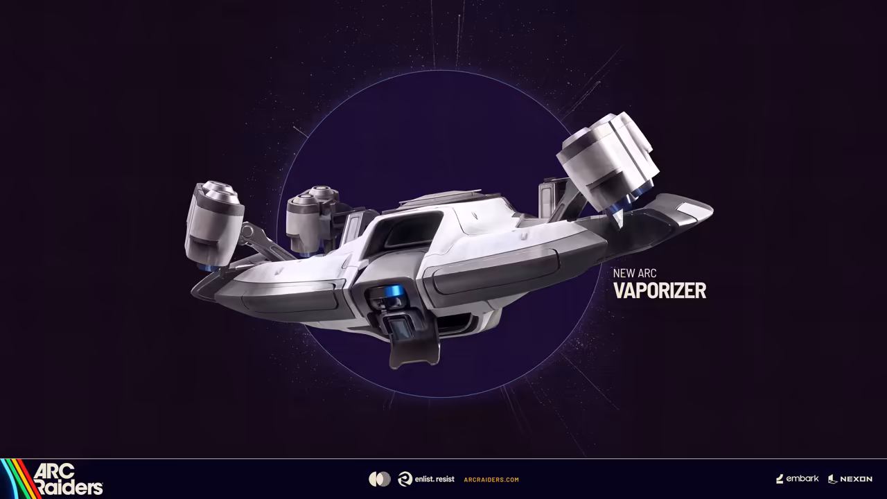 A flat silver flying machine with two large engine pods on a dark purple background.